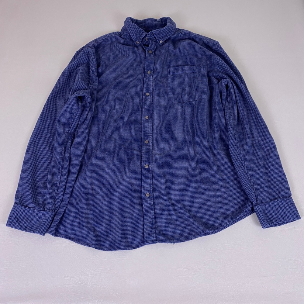 Croft & Barrow Flannel Button Down Shirt Men's Size XXL Blue Houndstooth Cotton